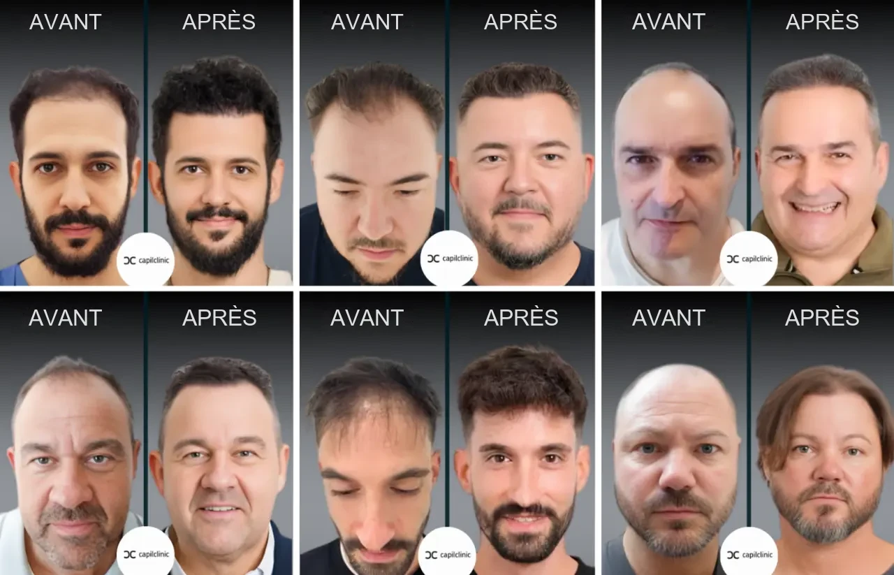 Capilclinic : résultats avant/après d'une greffe de cheveux