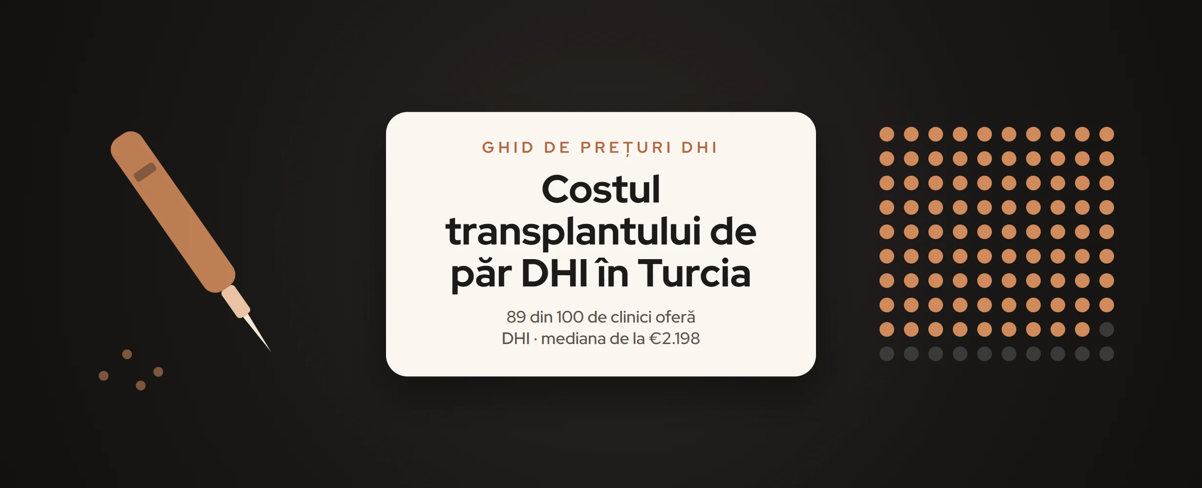 Cost transplant de păr DHI în Turcia vs FUE (2026)