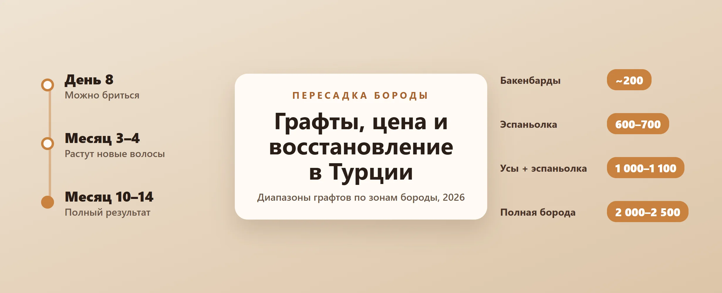 Пересадка бороды в Турции: графты, цена (2026)